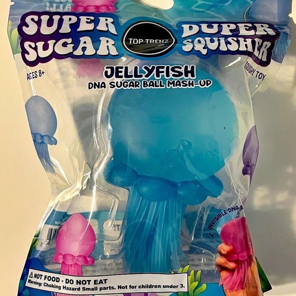 NIB Top Trendz Super Doper Sugar Squishy -Jellyfish DNA Mash-up - Blue